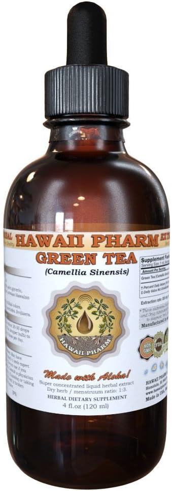 Estratto di liquido di tè verde di HawaiiPharm, tè verde (Camellia Sinensis) Supplemento di tintura della polvere della foglia 2 oz