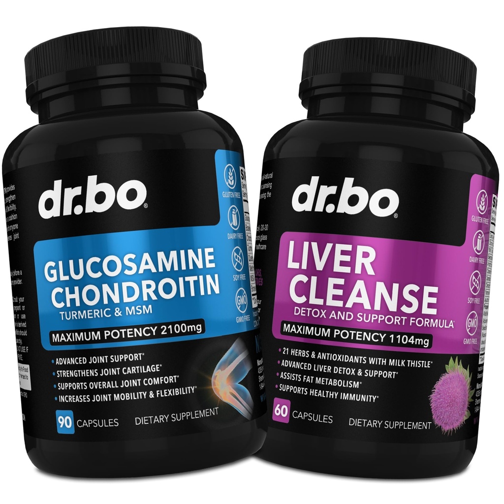 Glucosamina Chondroitin MSM Turmeric & Liver Cleanse Detox - Joint Health Supplement Knee Bone Joints, Liver Cleanse Detox Support - Joint Support Pills Glucosamine Sulfate Capsule Joints Integratori