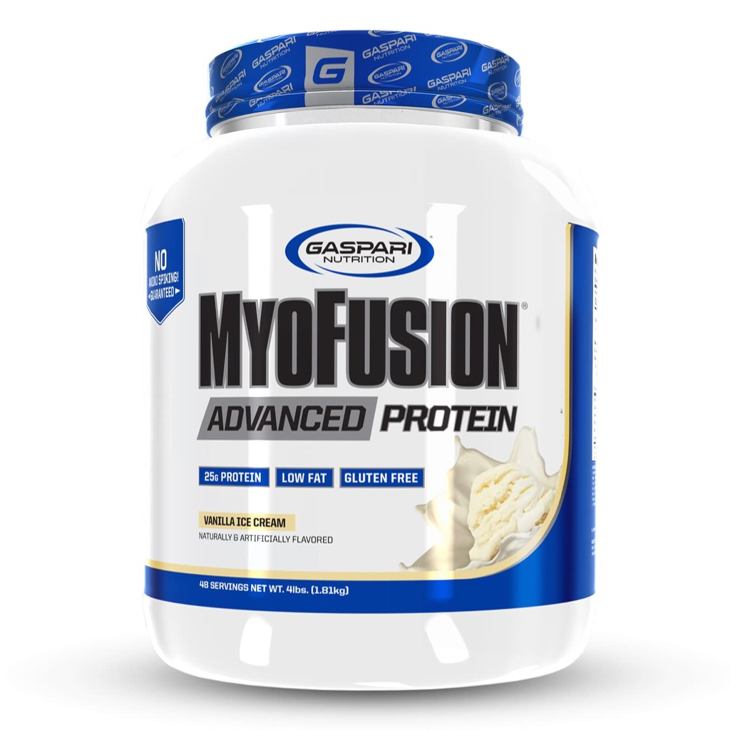 Gaspari Nutrition Myofusion Advanced Protein, Protein Blend with Whey Protein, Casein Protein e Isolate Protein, Low Fat and Gluten Free (4lbs, Vanilla Ice Cream)