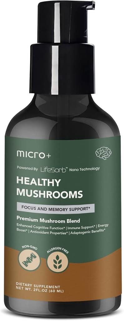 Mushroom+ di Micro+ Nootropic Brain Supplement con LifeSorb – per Focus, Memoria, Boost cognitivo