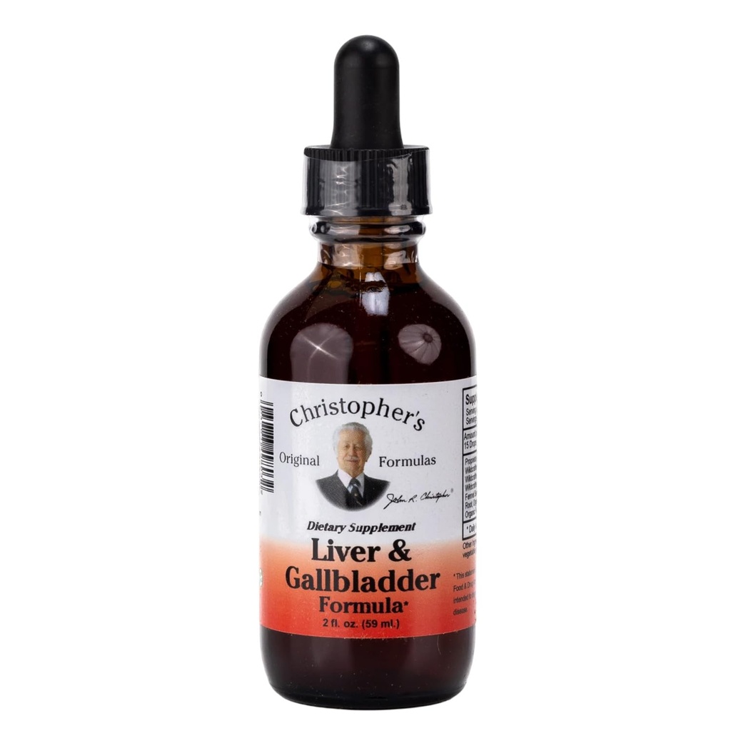 Formula originale di Christopher Liver & Gallbladder Formula, integratore a base di erbe per il supporto detox & digestivo, 2 fl oz