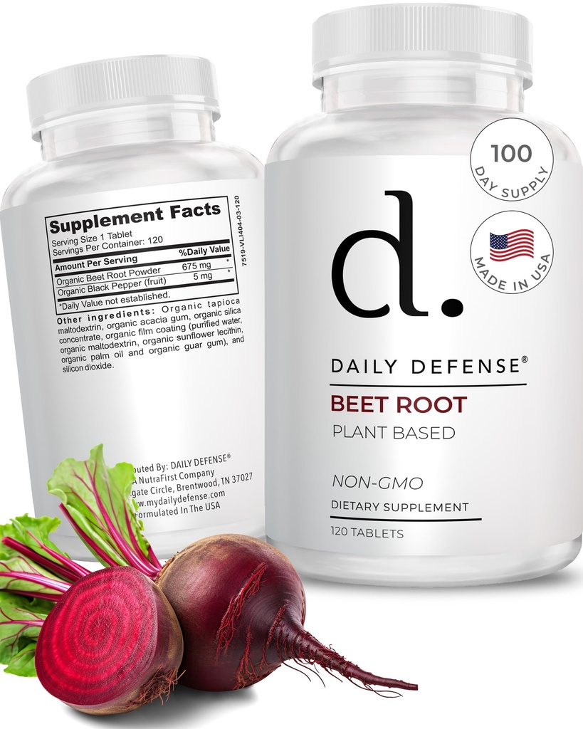Integratori della radice della barbabietola - Integratori di vitalità e di energia per le donne e gli uomini con polvere di radice di pepe nero organico e della barbabietola - 120 pillole organiche per bottiglia