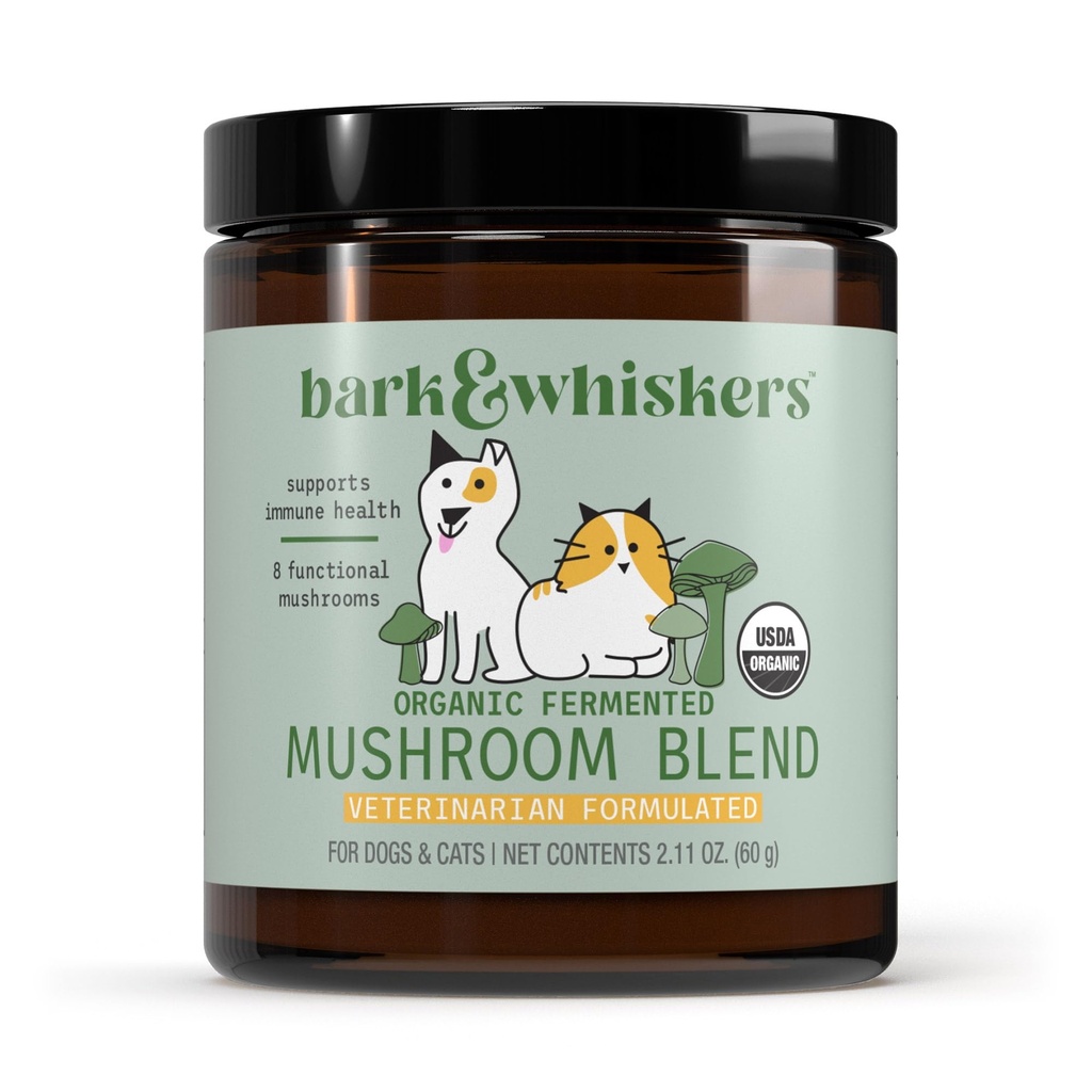 Dr. Mercola Bark & Whiskers Organic Fermented Mushroom Blend - Cat & Dog Supplement - Supporti Digestive & Immune Health - Libero da Additivi, Filler & Gluten - 2.11 oz. (60 Scoops)