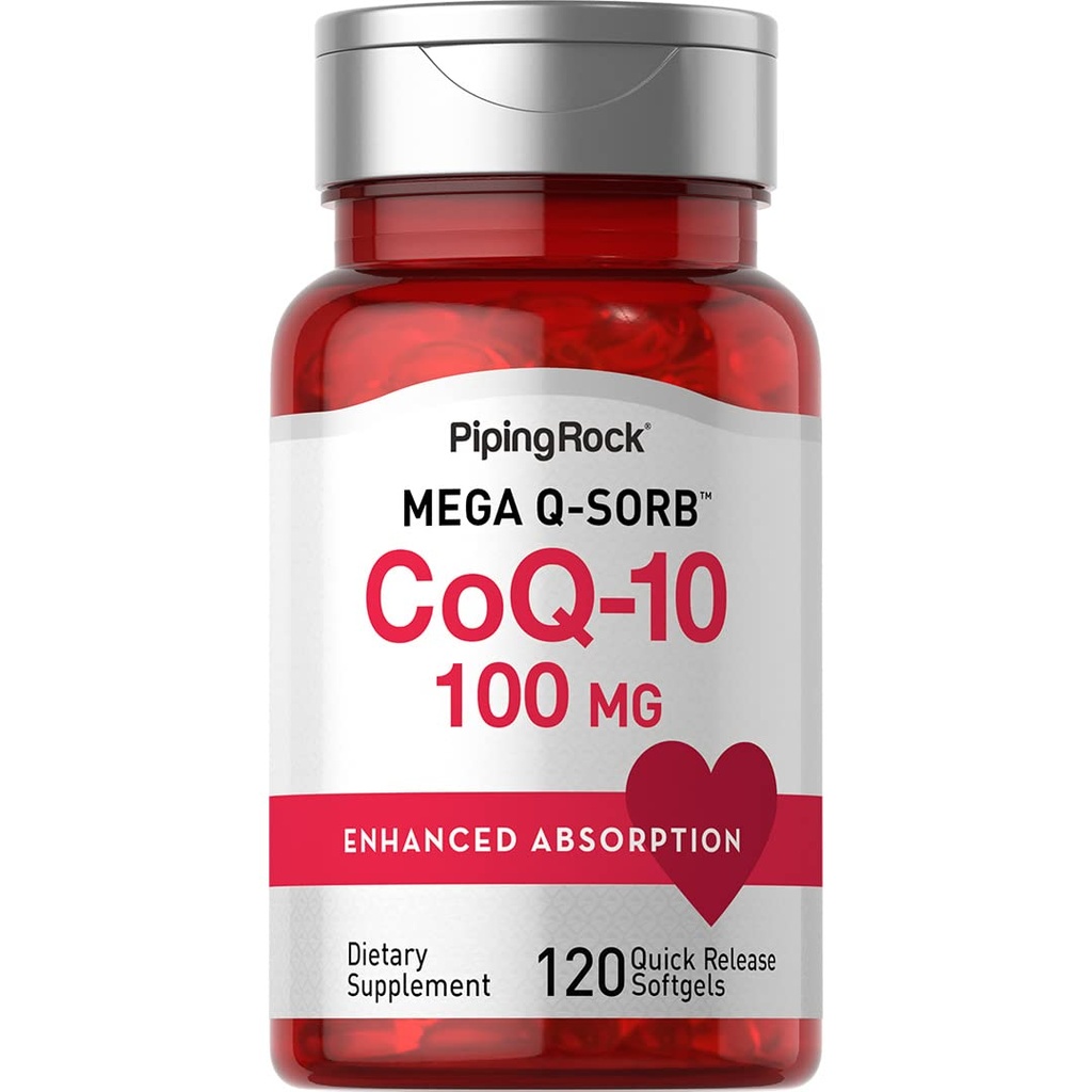 Piping Rock CoQ10 100mg | 120 Softgels | con estratto di pepe nero | Non OGM, Integratore senza glutine