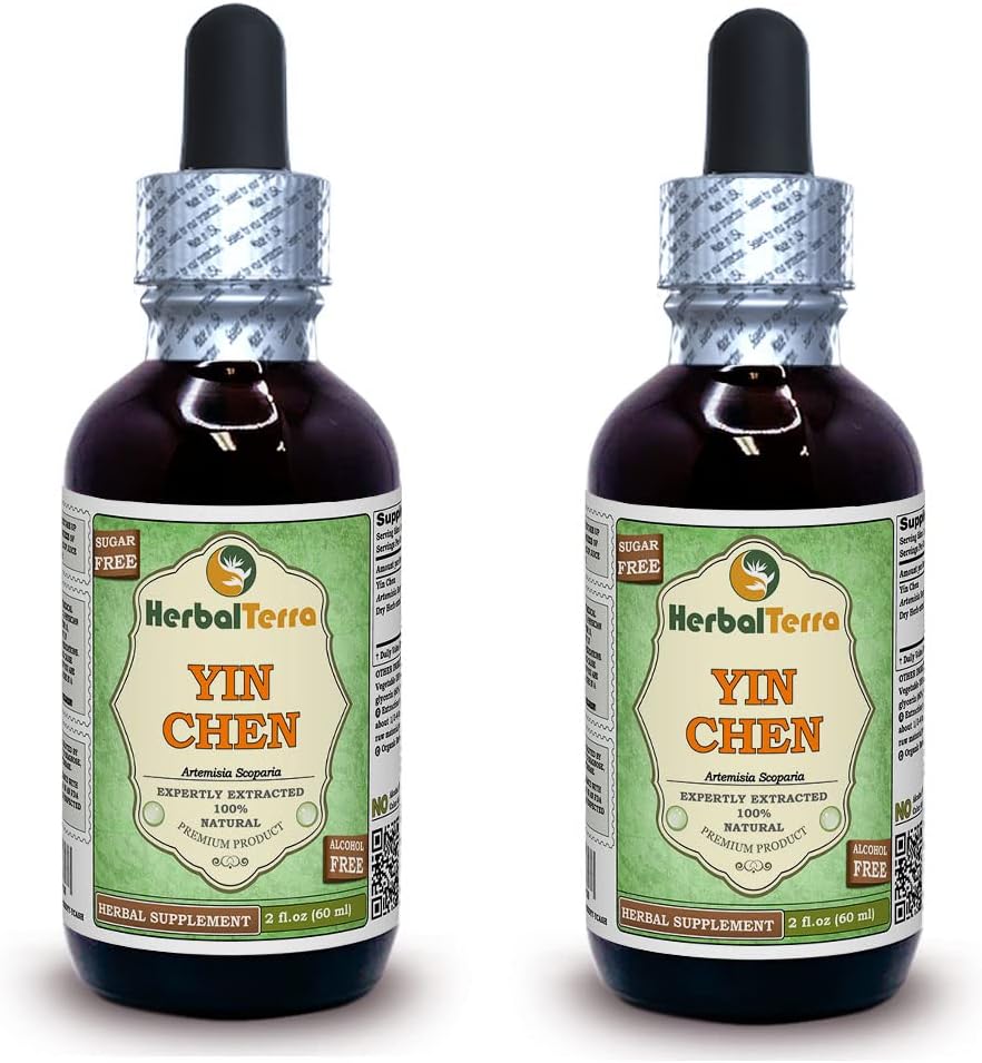 Yin Chen, Legmwood Capillary (Artemisia Scoparia) Glycerite, Estratto liquido di alcool-FREE secco di erba secca (Nome di base: HerbalTerra, Realizzato in modo corretto negli Stati Uniti) 2x2 fl.oz (2x60 ml)