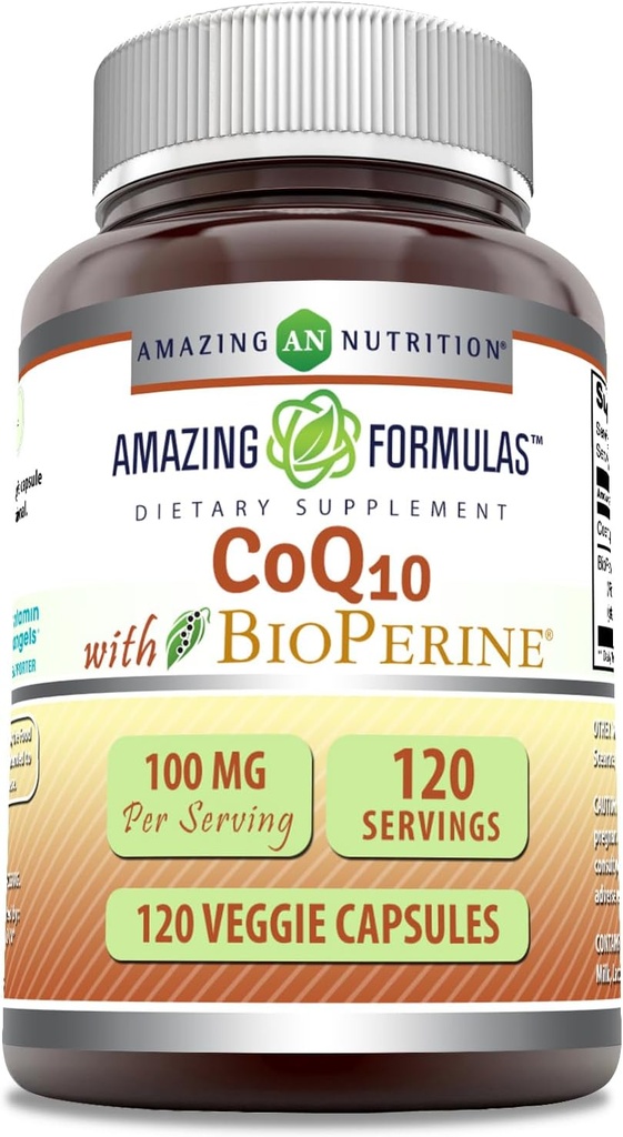 Incredibile Formulas CoQ10 con BioPerine 100 Mg | Integratore di capsule vegetariane | Non OGM | Gluten-Free | Made in USA (1 Pack | 120 Count)