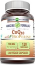 Incredibile Formulas CoQ10 con BioPerine 100 Mg | Integratore di capsule vegetariane | Non OGM | Gluten-Free | Made in USA (1 Pack | 120 Count)