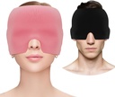 Migraine Headache Relief Cap, Gel Cooling Eye Mask, Migraine Relief Cap Hot & Cold Therapy Hangover Hat Mask Odorless Migraine Headache Hat for Sinus, Puffy Eyes, Tension, Stress Relief - Rosa