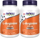 NOW Integratori, L-Arginina 500 mg, Precursore di Ossido Nitrico*, Aminoacido, 250 capsule di Veg (Pack of 2)