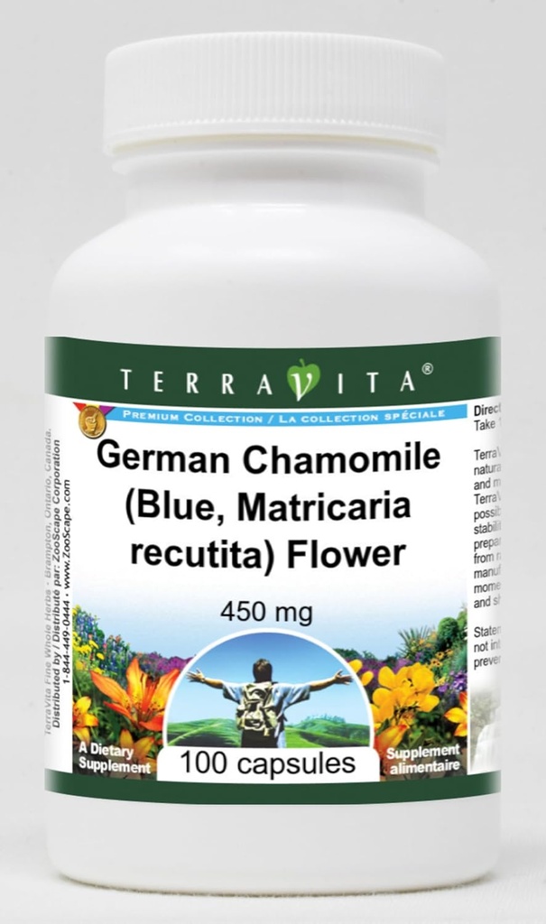 Camomilla tedesca (blu, Matricaria reutita) Fiore - 450 mg (100 capsule, ZIN: 516213) - 3 confezione