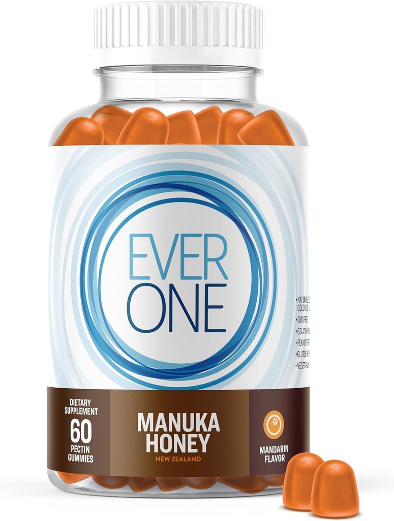 Ever One Manuka Honey New Zealand Gummies - Integratore di Supporto Immune Naturale - Vegetariano, Gelatin Free - Delizioso Mandarino Aromatizzato Vitamine di Gomma