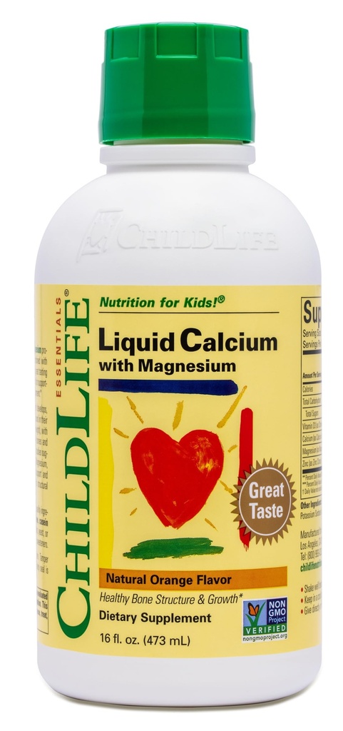 Integratore di calcio liquido per bambini - Baby Calcium con magnesio, zinco e vitamina D3 - Aroma arancione, 16 fl oz (1 confezione)
