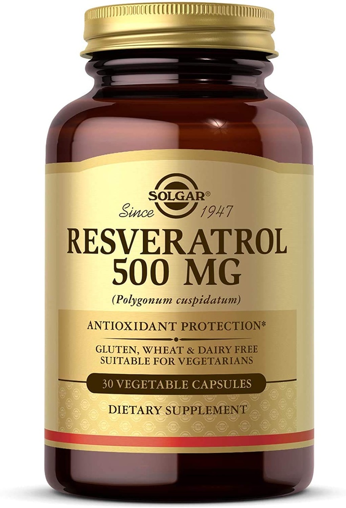 Solgar Resveratrolo 500 mg, 30 capsule vegetali - Protezione antiossidante - Gluten Free, Latticini Free - 30 Serve