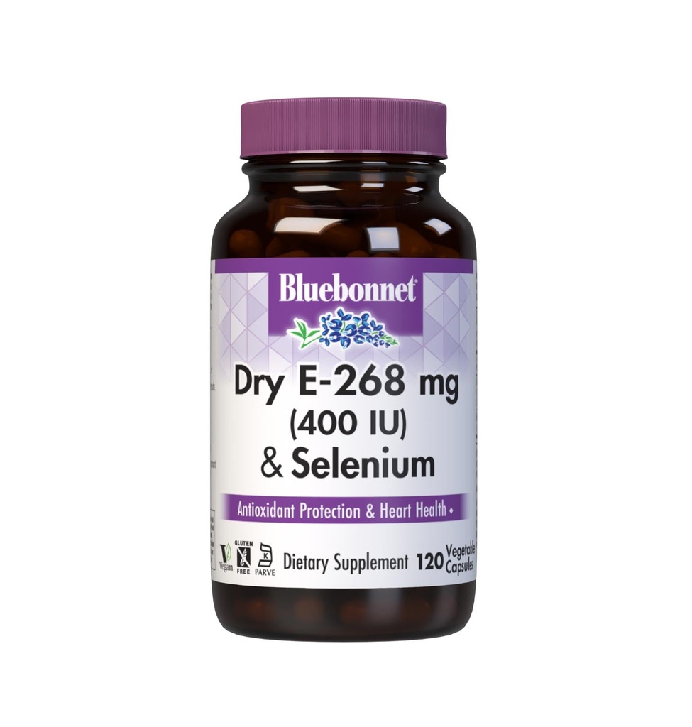BlueBonnet Dry E-400 IU Plus Selenium Capsule Vegetariani, 120 Conte, Bianco
