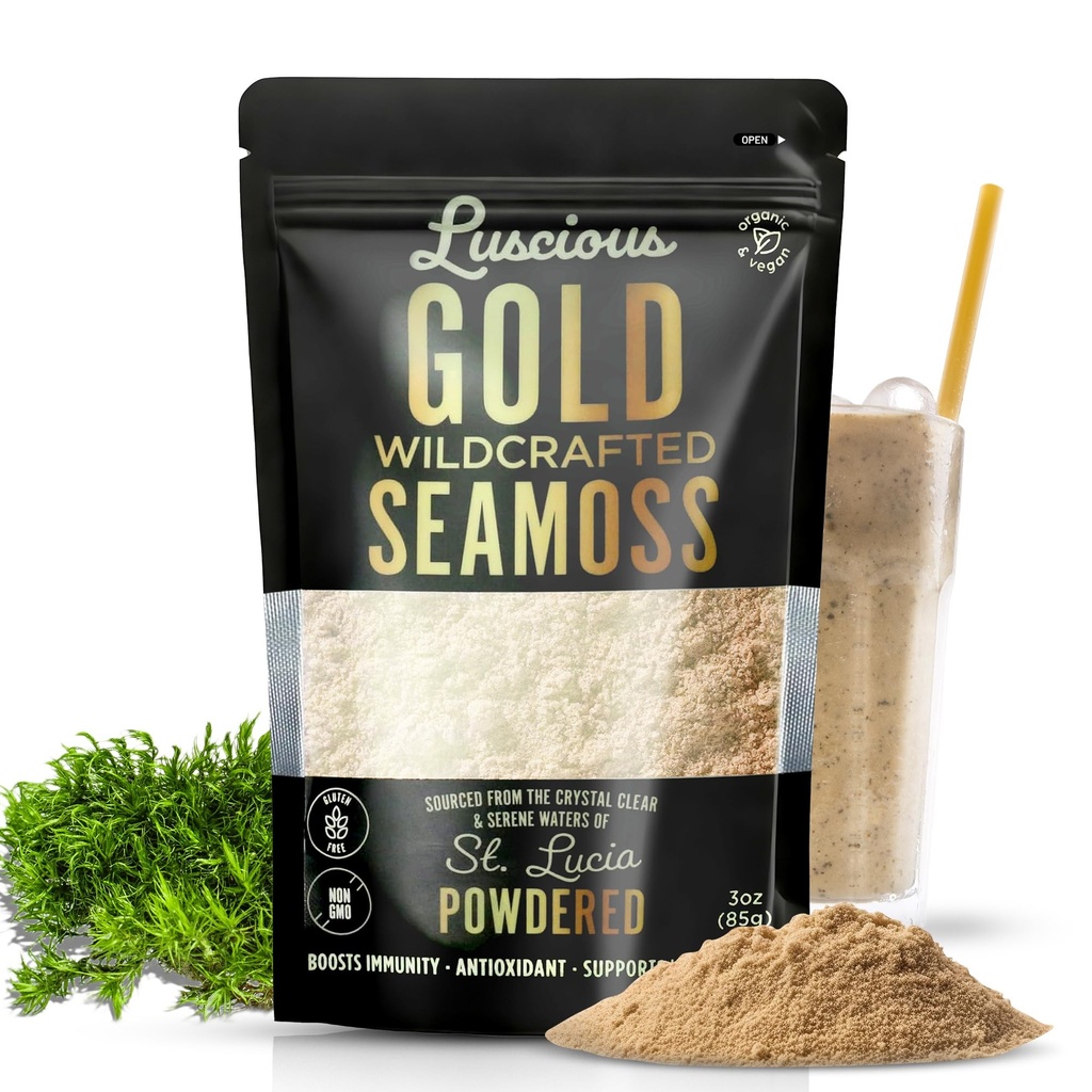 Polvere di moss di mare irlandese 3 Oz – 100% biologico St. Lucia Moss | Superfood di selvatica per la salute del fegato, supporto immunitario, Vegan, senza glutine | Rende 120+ once di gel di Luscious Spice Empo