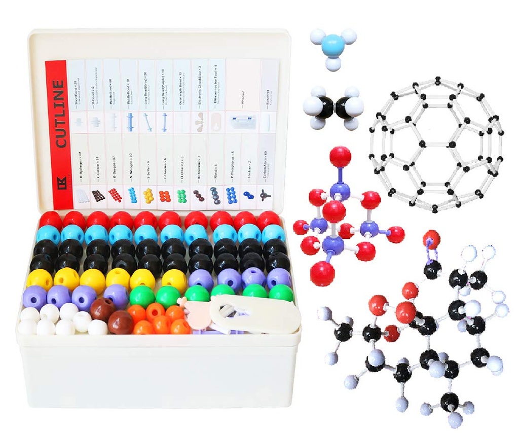 Kit di modello molecolare (444 pezzi), Set di studenti o insegnanti per l'apprendimento della chimica organica e inorganica, Motivate Enthusiasm per l'apprendimento e lo sviluppo dell'immaginazione dello spazio, un set di fullerene