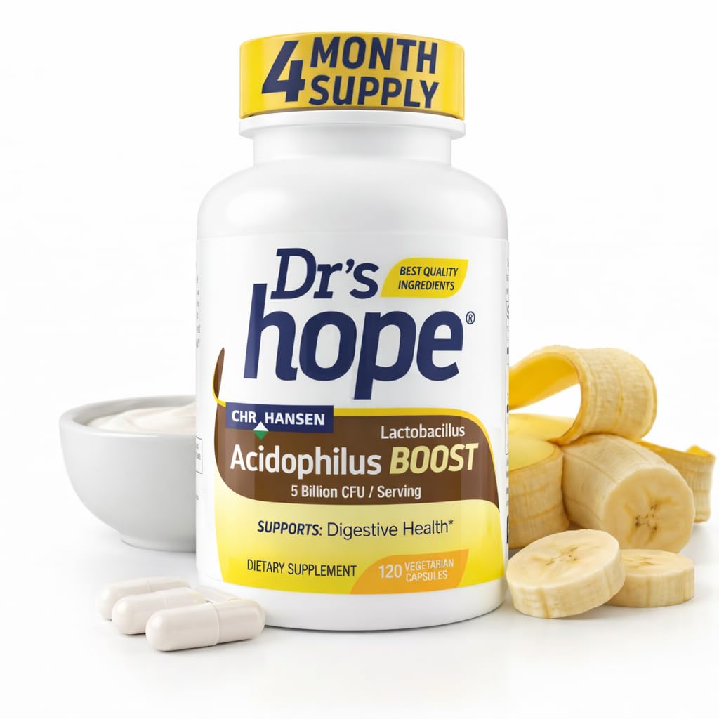 Lactobacillus Acidophilus Boost 5B CFU - Probiotici per la salute digestiva - Supporta la salute digestiva, la funzione immunitaria e la salute generale del fegato - 120 capsule vegetali, Made in the USA