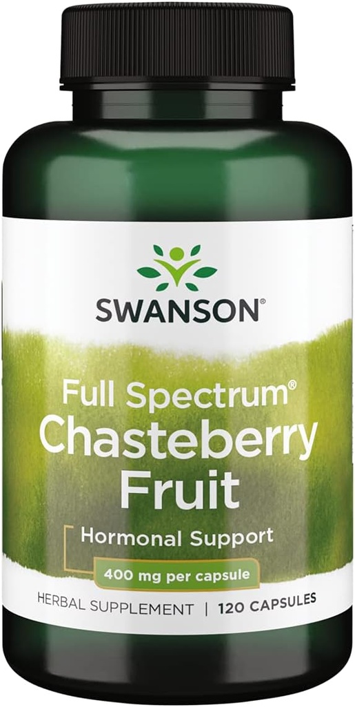 Swanson Chasteberry Fruit - Integratore di erbe Promuovere la Salute delle donne & Menopausal & Supporto mestruale - May Support Balance & Skin Health - (120 capsule, 400mg ciascuno)