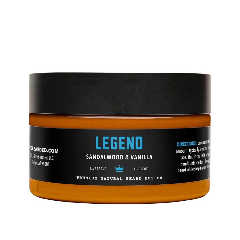 Cuscinetto vivo Butter, 3 fl oz - Made in USA - All-Natural Leave-in Condizionatore e Ammorbidente con Shea | Legend Scent - Sandalowood, Vanilla