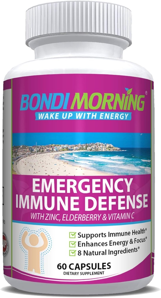 Integratori di vitamine di sostegno dell'immunità di emergenza – Vitamina C con Compresse di zinco + Estratto di sambuco Risposta del sistema immunitario, Salute digestiva, Energia e messa a fuoco, 60-Paesi