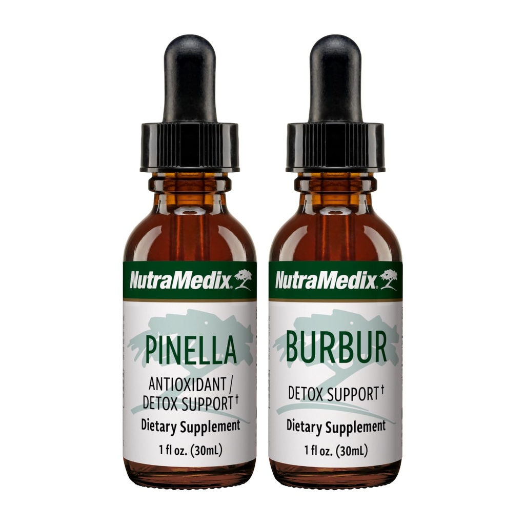 NutraMedix Detox Support Bundle - Gocce liquide per la pulizia & Detox Support & Occassional Brain Fog - Pinella Anise Drops & Burbur Extract for Healthy Detoxification (2 Conte, 1 Oz)