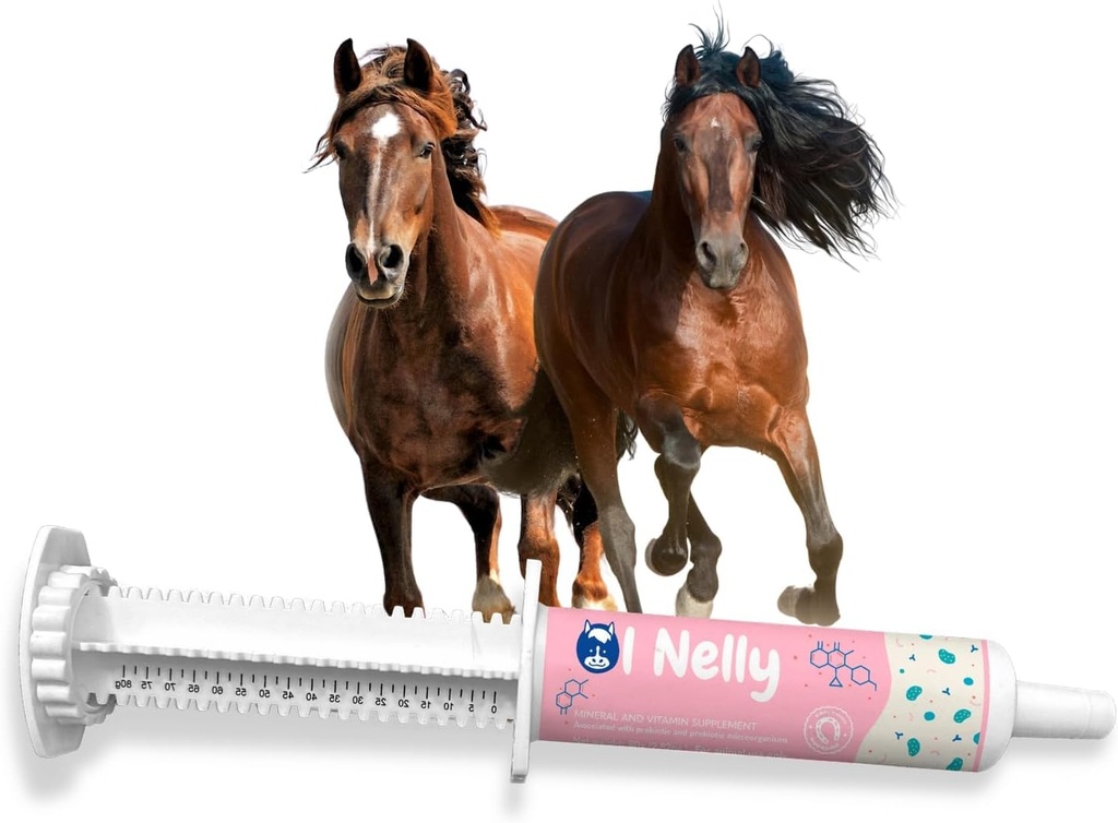 Probiotici di cavalli (80cc), Pre e Probiotici di pascolo di cavallo +Vitamins &Minerals- 4 Strains e 8 miliardi di CFU per Serving- Immune e Gastro Health Support per Equines
