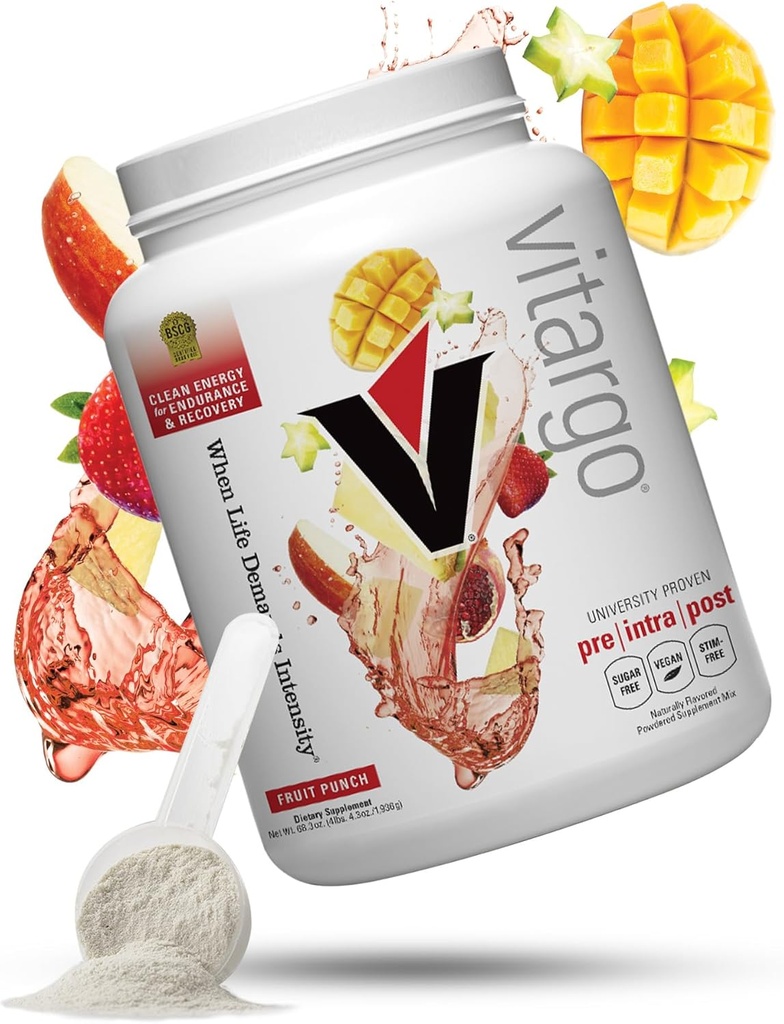 Polvere di carboidrato di vitargo, 2X digestione più veloce, 4,4 LB Punch di frutta, nessun Bloat, nessun Crash, Pre, Intra & Post, Polvere di carb complessa senza zucchero per il recupero, Endurance & Muscle Gain, Made in USA