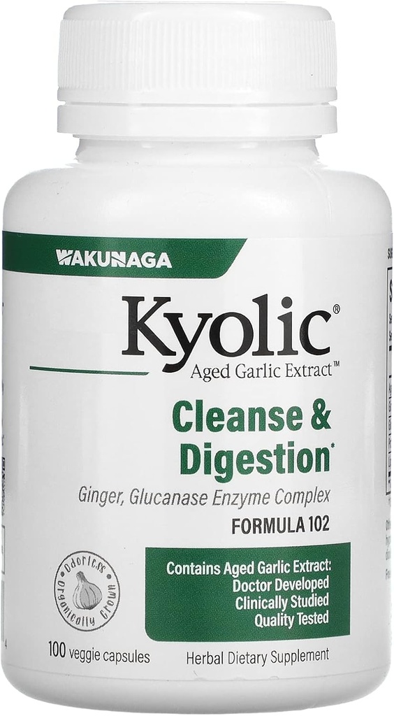 Estratto di aglio invecchiato, Cleanse & Digestion Formula 102, 100 capsule vegetali, Kyolic