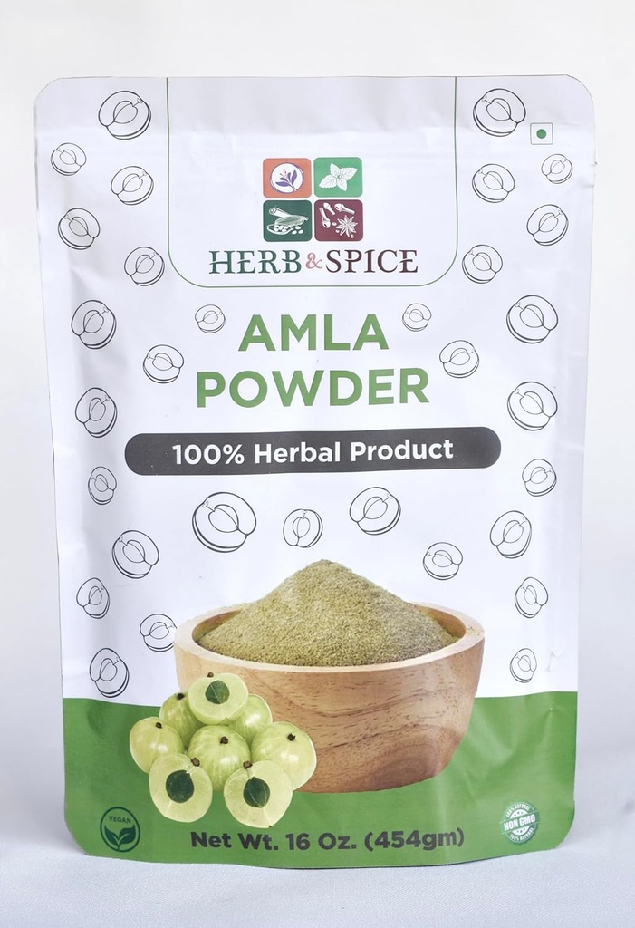 Polvere di Amla organica, laboratorio testato, per metalli pesanti, Vegan & Gluten Free, polvere di ovo indiano, vitamina C per il sistema immunitario, 100% Superfood ayurvedico, antiossidanti, non OGM 1 lb (454 Gram)