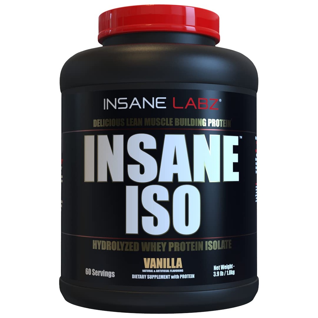 Insane Labz Insane ISO Polvere di proteine del siero di latte con 25g di Isolato di siero idrolizzato, 60 porzioni, Vanilla