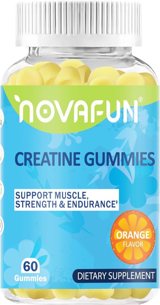 Integratori di creatina, 1500 mg di creatina monoidrato per la resistenza muscolare, resistenza, prestazioni di allenamento, vegetariano e senza glutine, aroma d'arancia, 60 conte