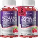 Potassio Magnesio Gummies 500 mg Magnesio senza zucchero Glycinate Supplemento con Magnesio L-Threonate,Vitamina D3,Improved Leg Cramps,Muscle,Heart Health for Adults Raspberry Flavor 180 Count