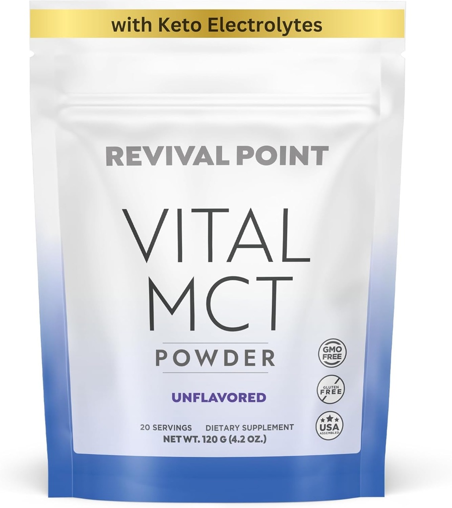 Polvere di olio MCT non aromatizzata Premium con Keto Electrolytes- Creamer per caffè, tè e shakes- Include 15x Biodisponibile cromo picolinato, C10 e C8 olio MCT derivato da Coconuts – 120 grammi