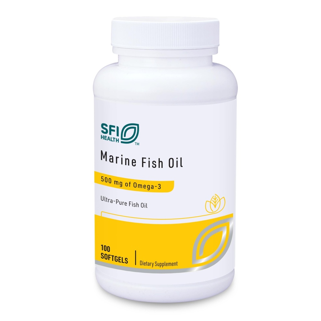 Klaire Labs SFI Health Marine Fish Oil - Ultra Pure 300 Milligrammi EPA & 200 Milligrammi DHA Omega 3 Olio di pesce non aromatizzato con nessun Gusto Pesceso, Colesterolo-Free & Gluten-Free (100 Softgels)