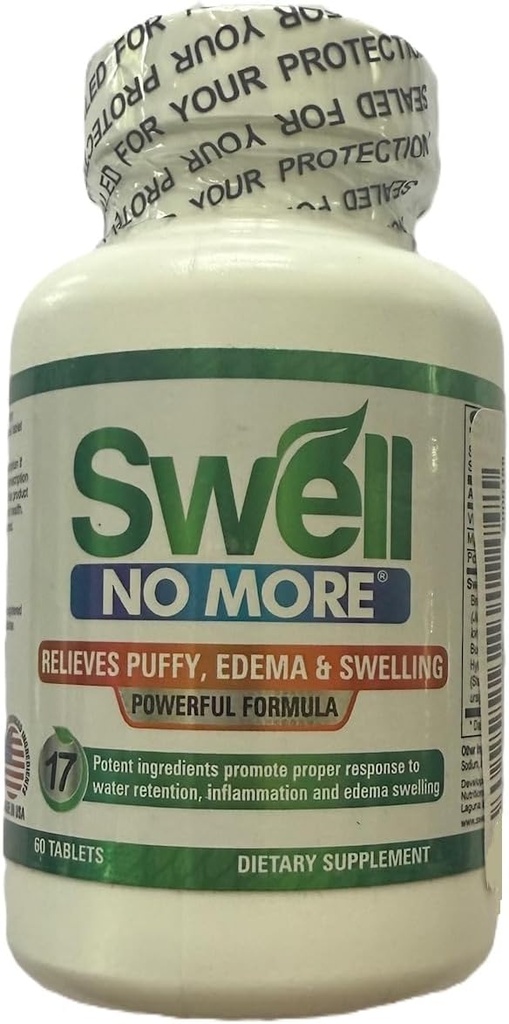 Swell No More per la ritenzione idrica, supplemento dietetico, 60 compresse, allevia il gonfiore, Edema e gonfiore
