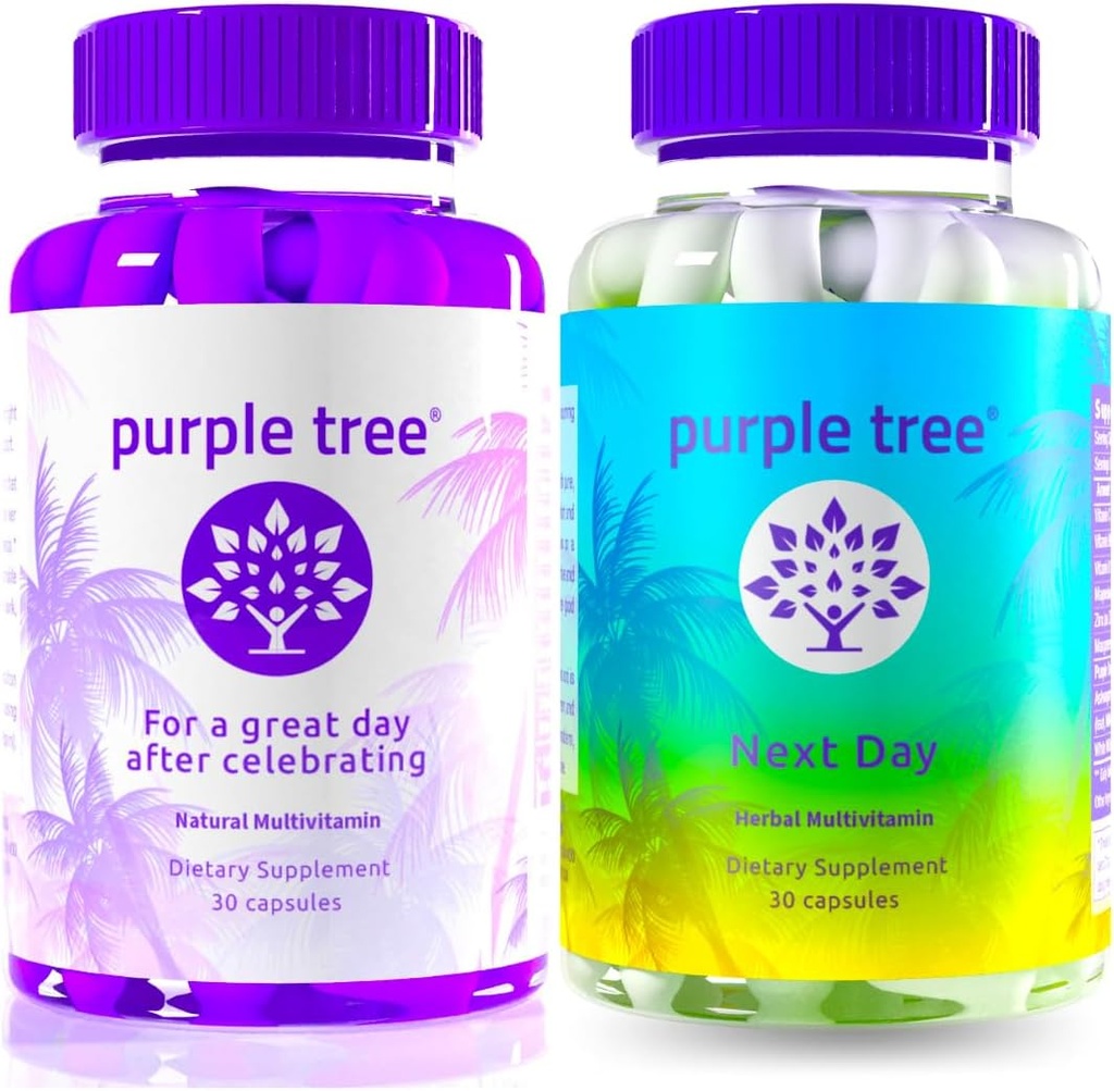 albero viola Celebrare + Next Day Bundle | Post-Celebration Wellness Vitamin Combo, Supporto per il fegato & Body Replenisher