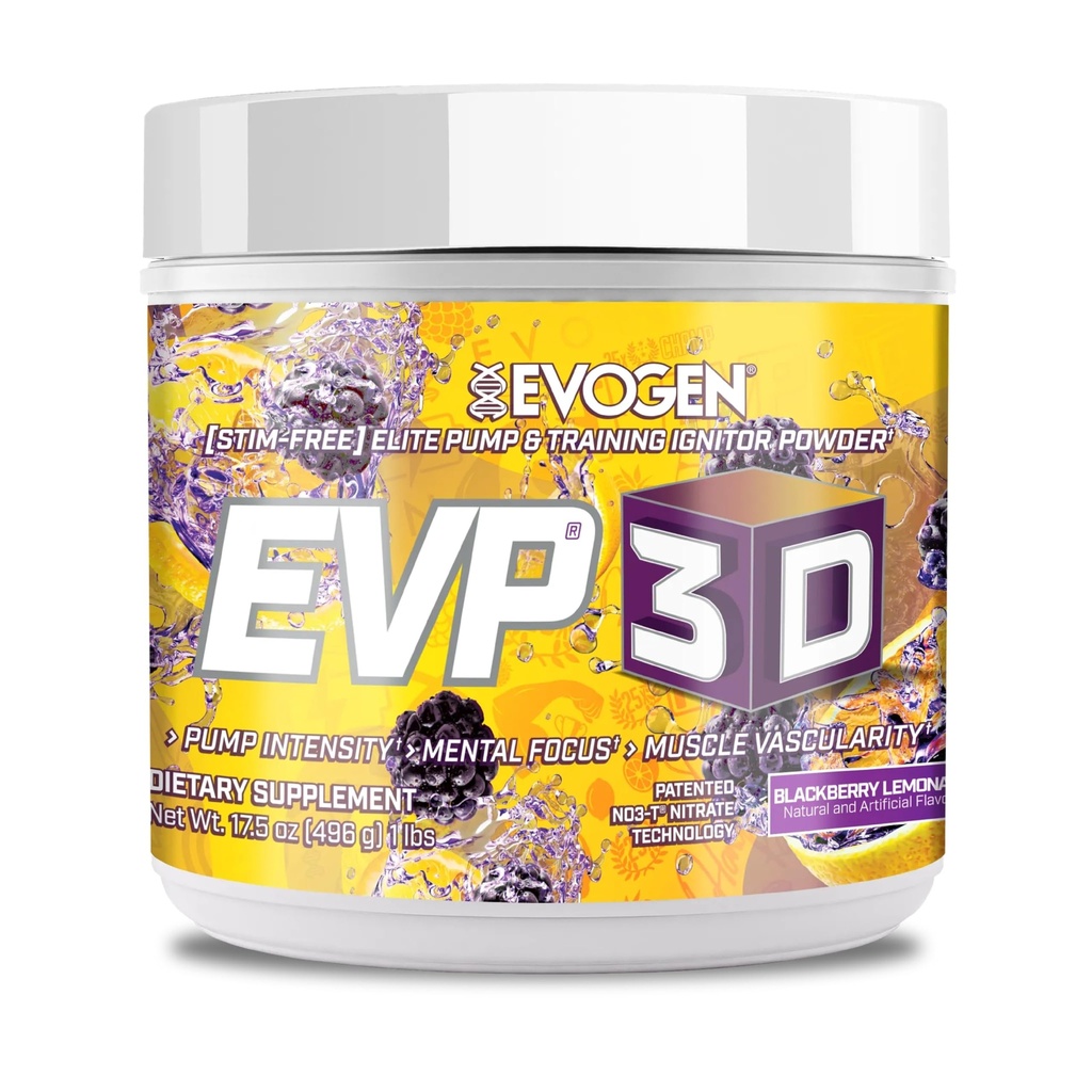 Evogen EVP-3D | Pompa Pre-Workout Extreme Ignitor, Arginina Nitrate, Citrulline, Beta-Alanine, Lions Mane | BlackBerry Lemonade | 40 Serve