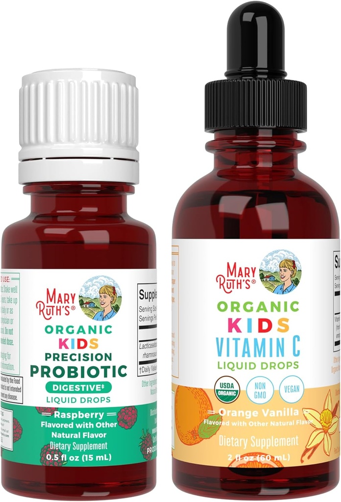 MaryRuth Organics Precision Probiotic & Vitamin C Drops for Kids | USDA Organic, Clean Label Project Verified® | Gut Health, Immune Support, &amp; Total Wellness | Vegan, Non-GMO, Gluten Free