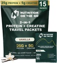 Nutrizione sui pacchetti Go Whey Protein Isolate con Creatina – 25g Protein + 5g Creatina – Polvere di proteine da viaggio singola – Vanilla (15-Pack)