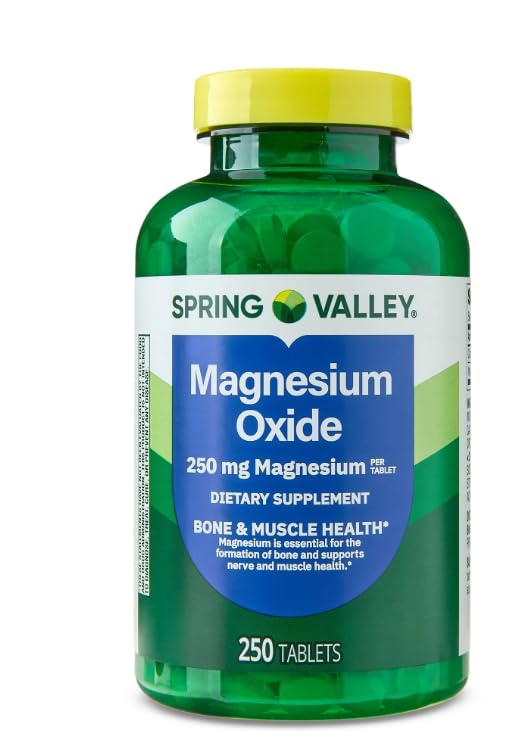 Valle di primavera, Magnesio 250 mg, 250 conta compresse, Bone e salute del muscolo, compresse di magnesio, supplemento dietetico +Sticker Dri Store