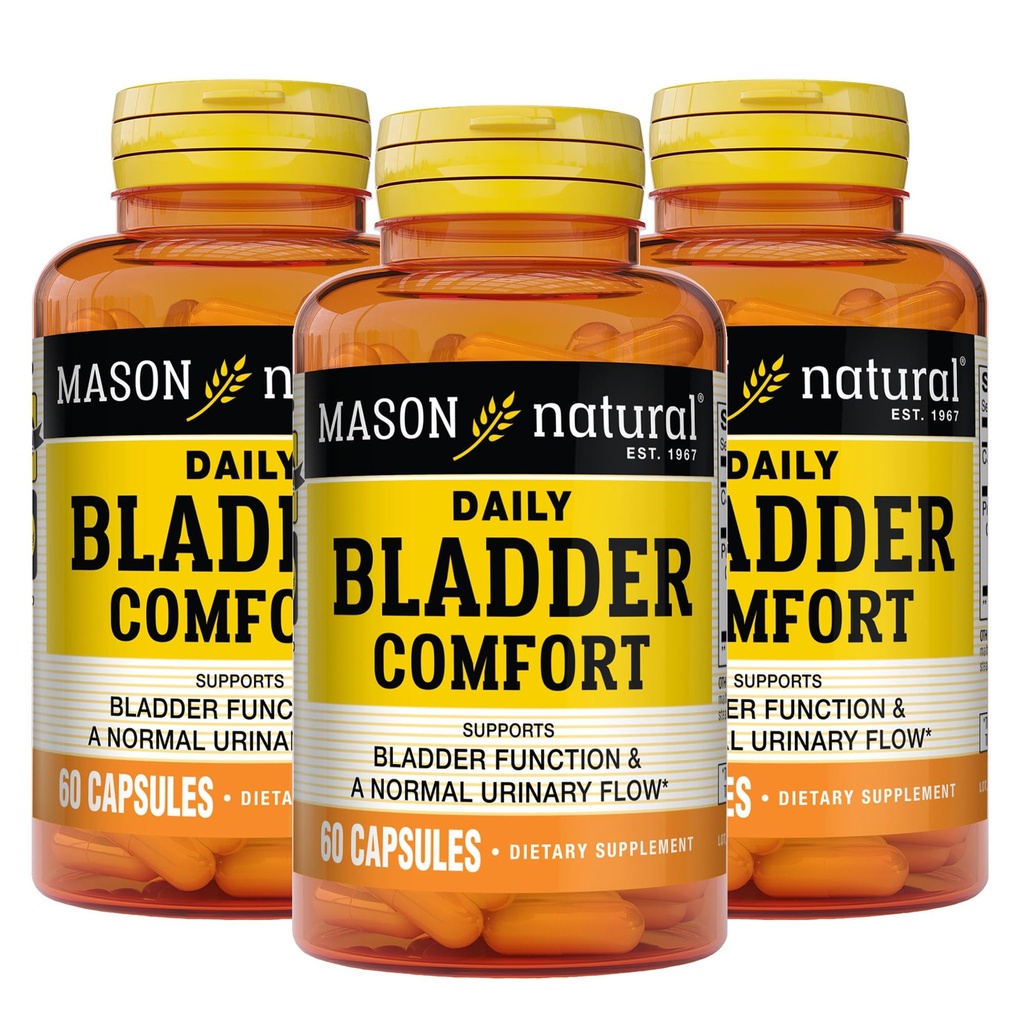 Mason Natural Daily Bladder Comfort, 30, alimentazione quotidiana, con calcio, semi di zucca e soia Germ per supportare la funzione normale della vescica, 60 capsule (pacchetto di 3)