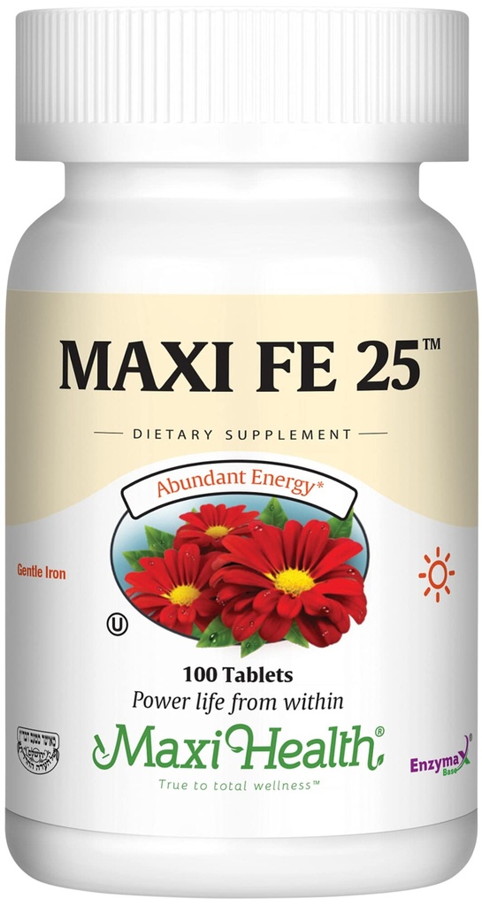 Maxi Salute Ferro da stiro Supplemento per le donne e gli uomini - Gentle Iron 25 mg per lo Stomach - Non costipating* Pillole - Kosher - Non OGM - Vegetariano (100 compresse)