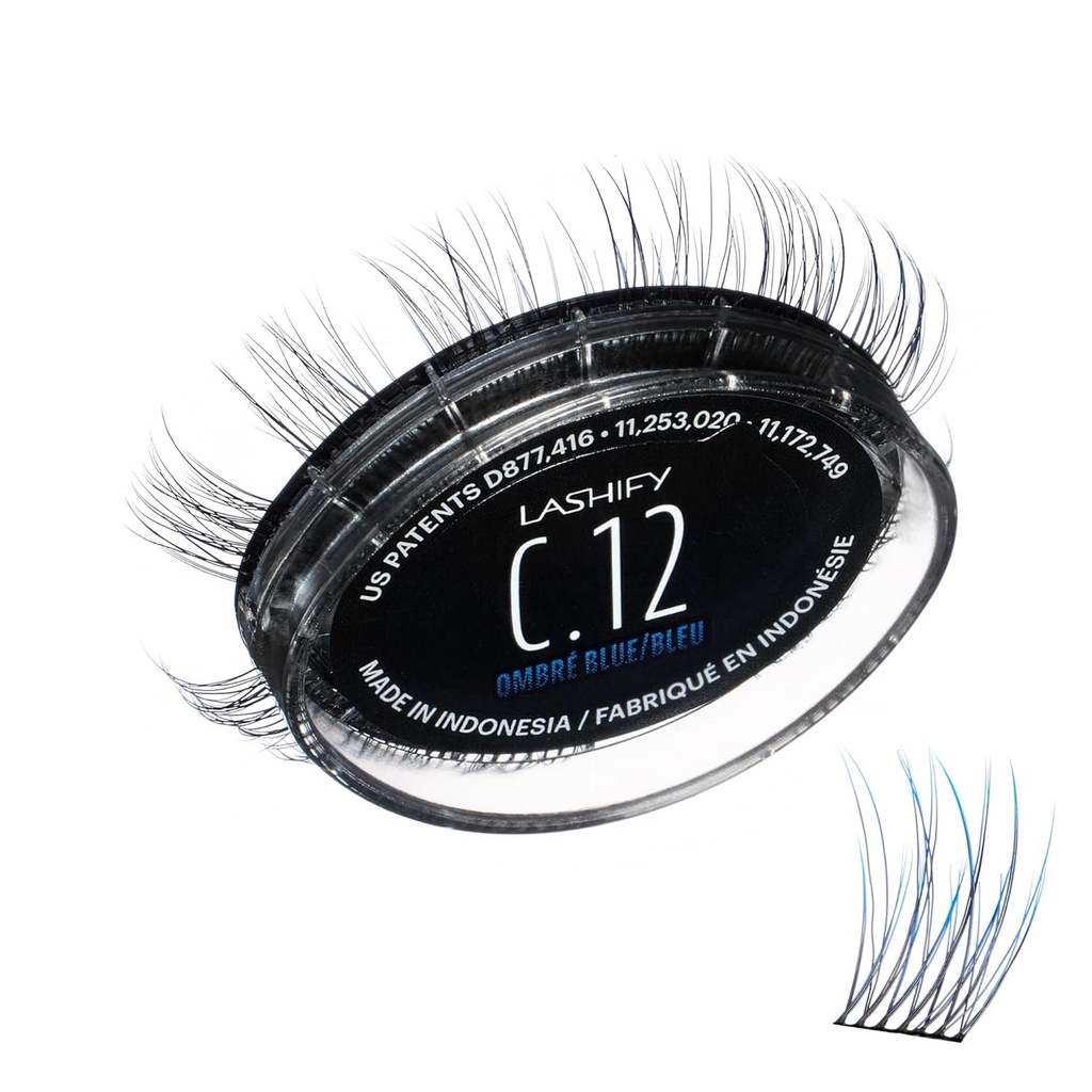Lashify Curl 12mm Gossamer Eyelash Extensions Refill in Ombre Blue, Easy DIY False Lashes per un look naturale