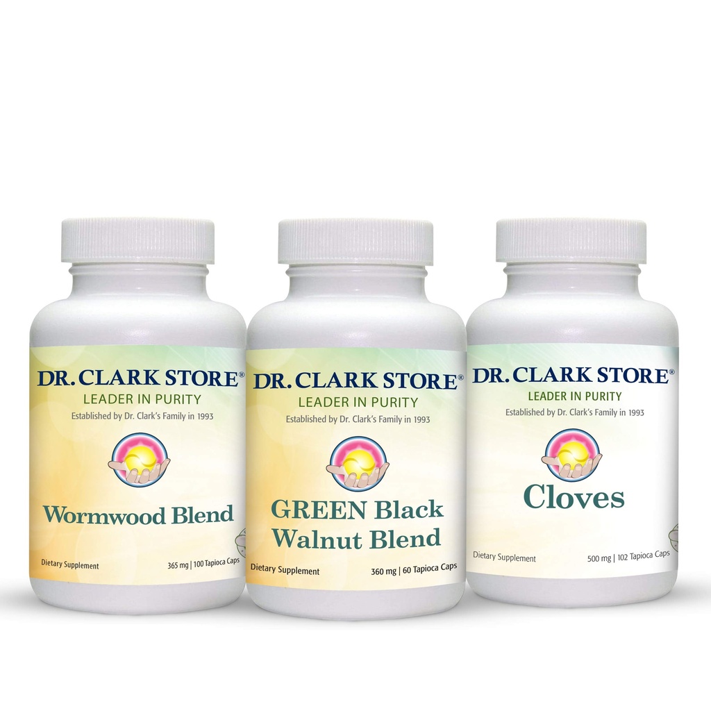 Dr Clark Store Intestine Supporto & Cleanse Kit - con Freeze-Dried Green Walnut Hulls, Wormwood e Cloves-Helps Mantenere Optimum Intestinal Funzione - Capsule Vegetariani
