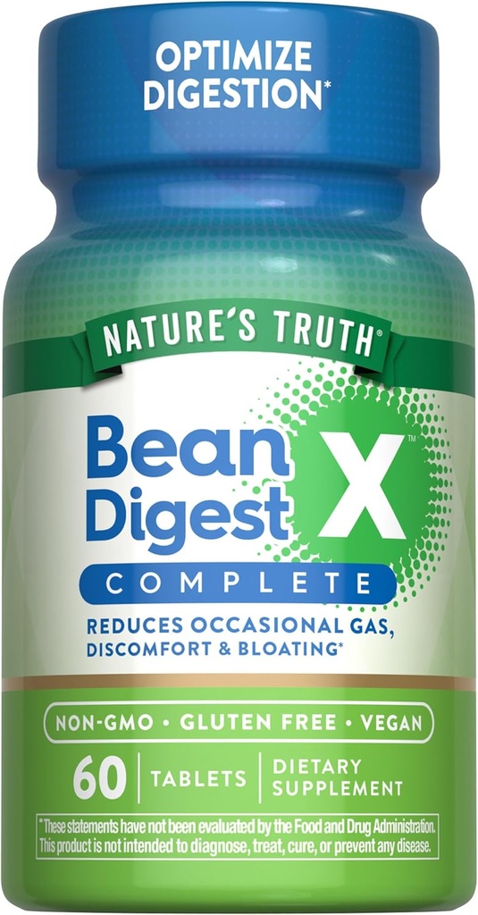 Natura's Truth Digestive Enzymes | 60 pillole | Bean Digest | Vegan, Non-GMO & Gluten