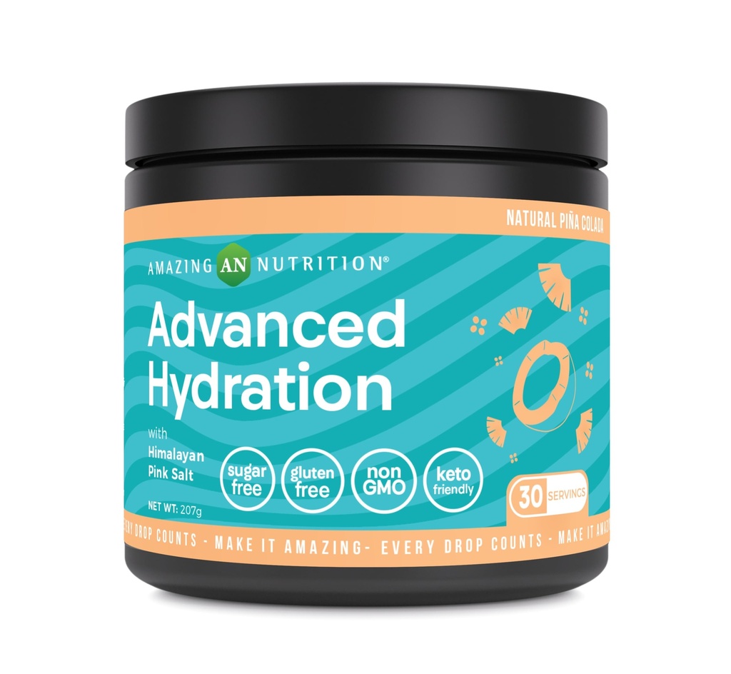 Incredibile Nutrition Advanced Hydration, Polvere di elettrolita 30 Servings | Confezionata con minerali essenziali | Senza zucchero | Keto Friendly | Non OGM | Gluten-Free (Natural Pina Colada)