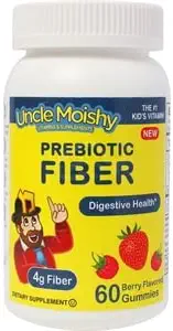 Zio Moishy Vitamins Prebiotic Fiber 60 Gummies | Keto Sugar Free Gummy Chews for Toddlers |4g Fibra per bambini costipazione Supporto | Natural Kosher Halal Berry Chewable