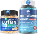 Zucchero gratis Lutein 20mg Zeaxanthin Occhi Vitamine riempite Gummies con EPA 190mg & DHA 80mg + Multivitamina con Glucosamina Chondroitin MSM per il supporto immunitario, Uomini & donne - (Pack of 2)