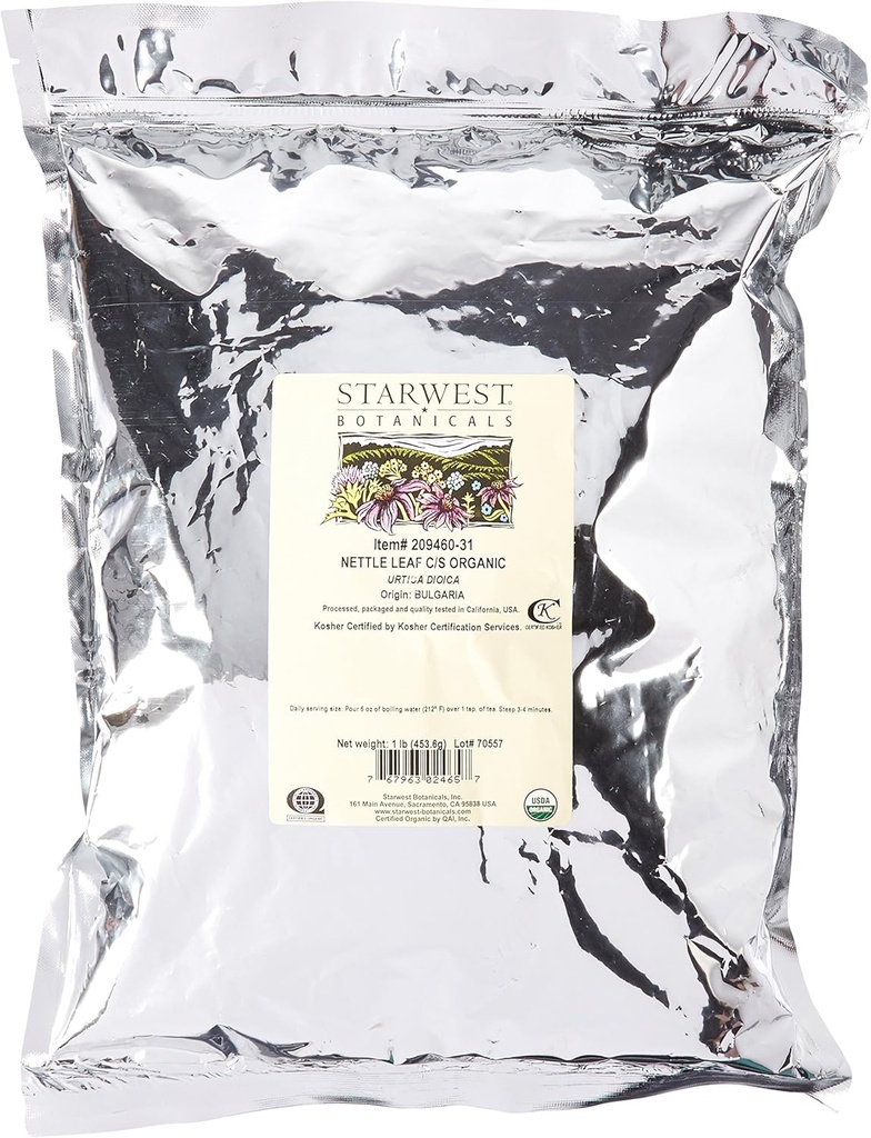 Ortofrutticoli di ortica biologica Leaf Tea Loose Cut and Sifted, 1 Pound Bulk - 1 conteggio