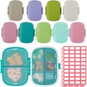 9 pacchetto viaggio Pill Organizer 8 scomparti Portable Pill Case Small Pill Box per Pocket Purse Daily Pill Container Medicine Dispenser Vitamin Holder per Fish Oil Supplement Storage